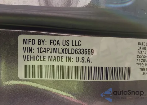 2020 Jeep Cherokee Latitude Lux 4X4 z USA, uszkodzony, nr VIN 1C4PJMLX0LD633669